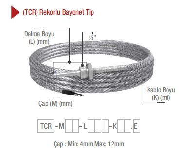 EMKO (TCR) J Tipi Rekorlu Bayonet Tip Termokupl